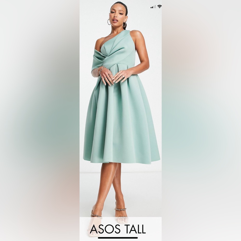 ASOS Mint Green One-Shoulder Prom Dress - Picture 4 of 4